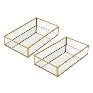 LAURAELLA Handcrafted Glass Tray, Decorative Storage Tray for Makeup, Jewelry, Desk, or Bathroom, Clear with Gold - 1 of 4