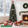6 ft Pre-Lit Pencil Christmas Tree, Slim Artificial Christmas Tree with 250 Colorful LED Lights, 8 Lighting Modes, 571 Tips - 2 of 4