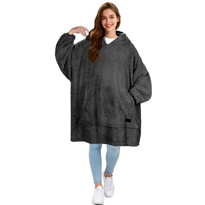 Tirrinia Women Men Fleece Blanket Hoodie Sweatshirt, Oversized Wearable Blanket Pullover with Hooded, Cozy Gift for Woman Wife