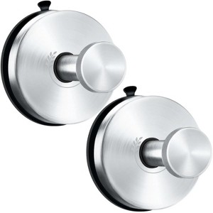 LunaLulinlk Vacuum Metal Suction Cup Hooks Stainless Steel Shower Holder Hanger for Bathroom(Silver 2pcs) - 1 of 4