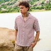 Campus Sutra Men Men's Terracotta Brown & Powder White Chevron-Striped Oversized Shirt - 3 of 4