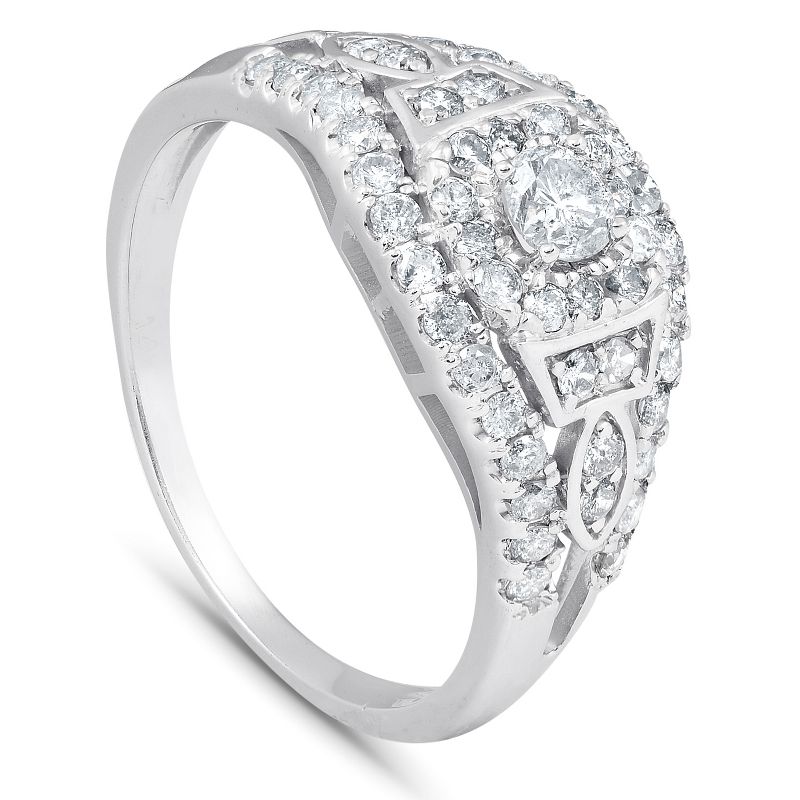 Pompeii3 1 Ct Diamond Halo Multi Row Engagement Ring 10k White Gold, 2 of 6