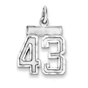 Black Bow Jewelry Sterling Silver, Varsity Collection, Small D/C Pendant, Number 43 - 1 of 4