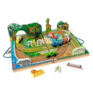 Melissa & Doug Disney Take-Along Safari Adventure Wooden Play Set with Built-In Tracks - 20pc - 1 of 4