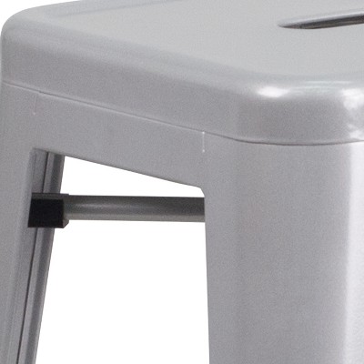 Silver 30" High Backless Metal Stackable Barstool