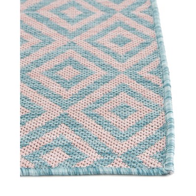Pink and Aqua Geometric 9' x 12' Outdoor Area Rug