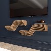 HomeStock Parametric 20 inch Floating Shelf TV Unit Modern Geometric Wooden Wall Piece Decor Natural Oak Color 3D Wavy Living and Gaming Room Shelf - 4 of 4