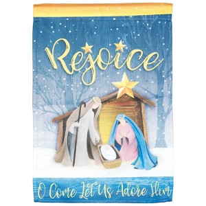 Dicksons O Come Let Us Adore Him Blue and Gold Tone 18 x 13 Inch Christmas Outdoor Garden Flag - 1 of 1