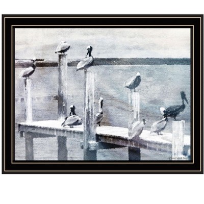 HomeRoots Birds on the Pier Black Framed Print Wall Art