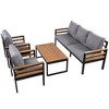 Sapphtopaz Patio Furniture Set Metal Frame Outdoor Loveseat Sectional Patio Chairs with Cushions and Coffee Table for Garden, Backyard, Terrace - 2 of 4