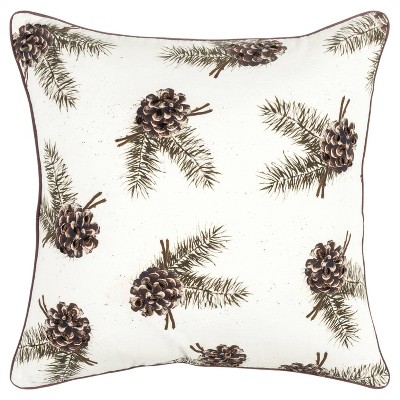 20"x20" Oversize Pinecones Polyester Filled Square Throw Pillow Ivory - Rizzy Home