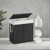 110L Laundry Hamper with Lid Laundry Clothes Hamper with 2 Removable Liner Bags Wicker Double Laundry Basket for Bathroom - 2 of 4