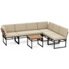 Costway 6 PCS Outdoor Sectional Sofa Set Metal Conversation Set with Bungee Rope Seat - 2 of 4