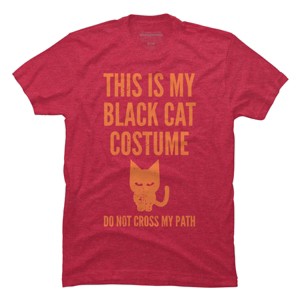 Men's Design By Humans Halloween Introvert Black Cat Costume By Commykaze T-Shirt - 1 of 4