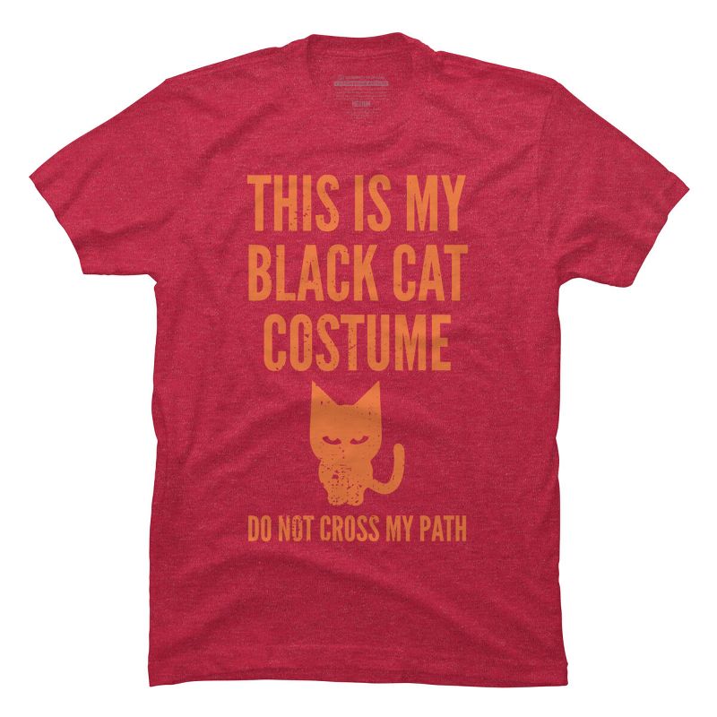Men's Design By Humans Halloween Introvert Black Cat Costume By Commykaze T-Shirt, 1 of 5
