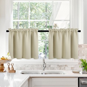Deconovo Linen Sheer Curtains - Light Filtering Rod Pocket Drapes, 2 Panels - 1 of 4