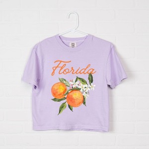 Simply Sage Market Women's Florida Flower Colorful Short Sleeve Relaxed Fit Cropped Tee - 1 of 3