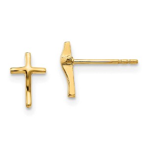 Black Bow Jewelry Children's 14k Yellow Gold 8mm Polished Latin Cross Post Earrings - 1 of 4