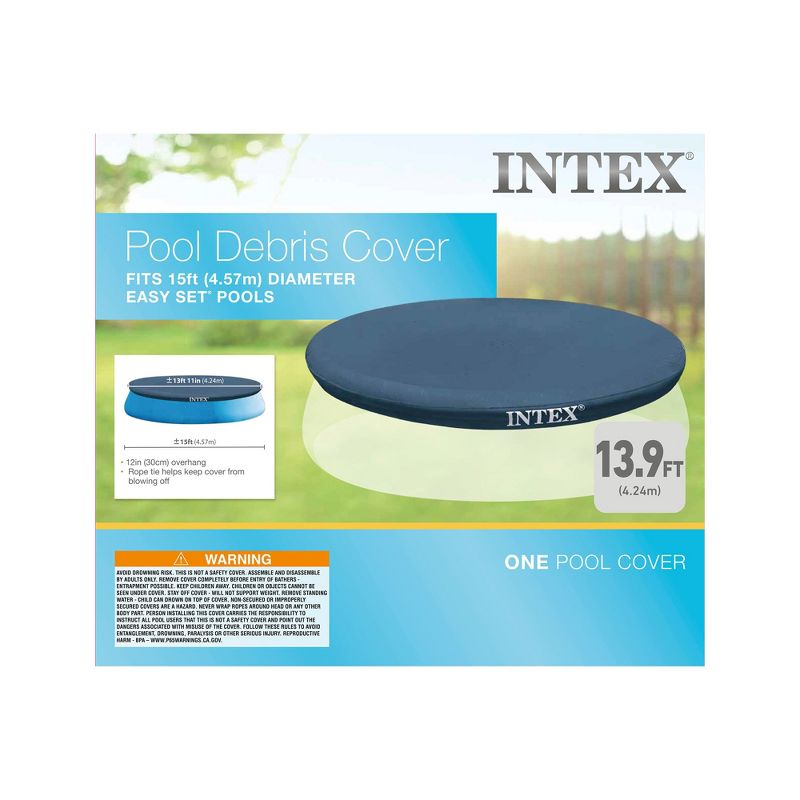 Intex 15' x 12" Round Debris Cover with Rope Tie for Easy Set Above Ground Swimming Pool, Accessory Only, Pool Not Included, Blue, 5 of 7