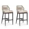 PURPLE LEAF Bar Stools Set of 2 Height Metal Bar Chairs with Back Modern Aluminum Tall Comfy Wicker Woven Boho Barstools Garden Pool Patio Outdoor - 4 of 4