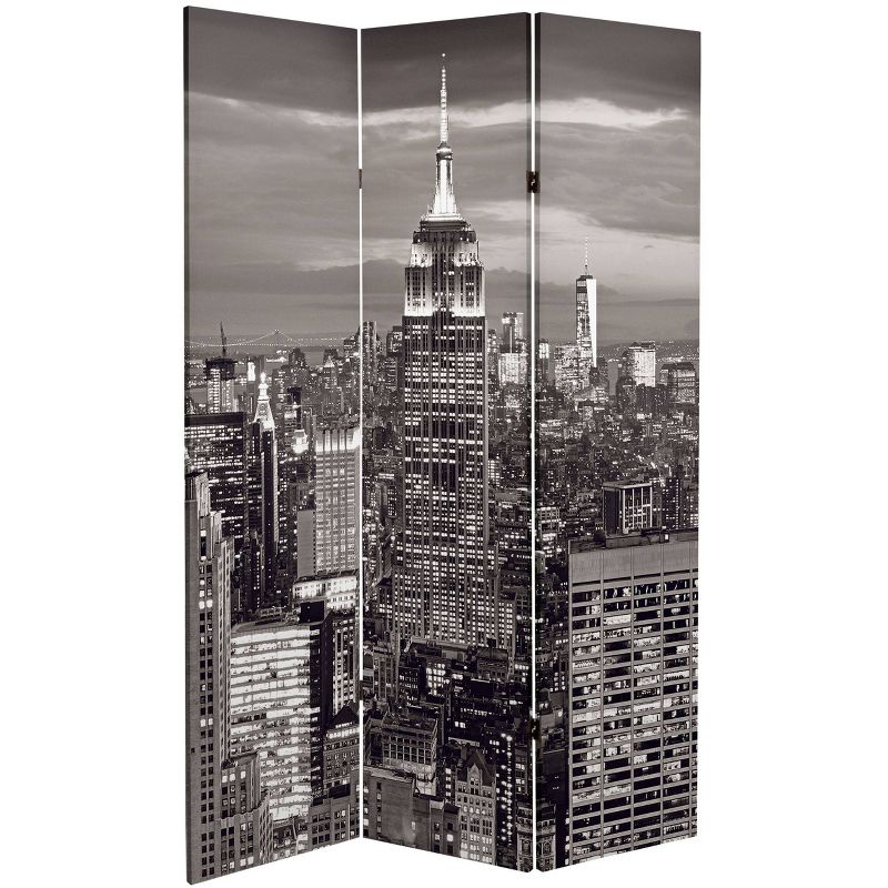 6&#34; Double Sided New York Bridge Canvas Room Divider Gray - Oriental Furniture, 4 of 8