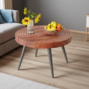 23.6" MDF Round Coffee Table with Textured Finish - 1 of 4
