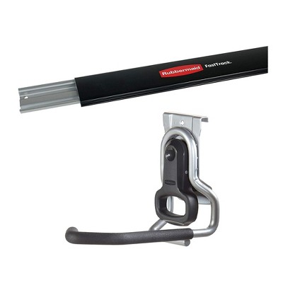  Rubbermaid FastTrack Steel Horizontal Wall Rail & Vertical Hanging Wall Hook 