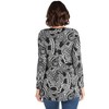 24seven Comfort Apparel Black Paisley Long Sleeve Tunic Top - 3 of 4