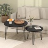 LIVAREEmlen Round Nesting Coffee Table Set of 2, Circular Nesting End Table Set, Round Marble Tabletop, and Sturdy Metal, Black - 3 of 4