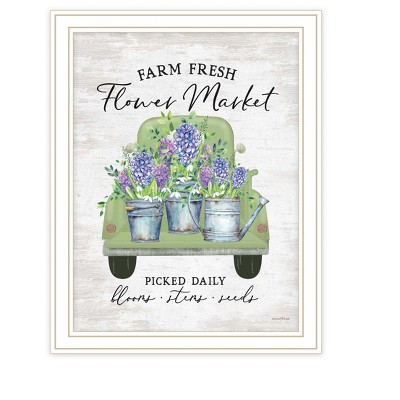 HomeRoots Flower Market Hyacinths White Framed Print Wall Art