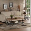 47" Coffee Table with Shelf, Industrial Wheels, Open Storage, Versatile Design for Living Room - 3 of 4