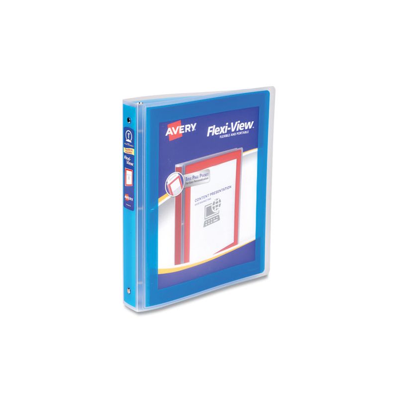 Avery Flexi-View Binder with Round Rings, 3 Rings, 1" Capacity, 11 x 8.5, Blue, 1 of 8