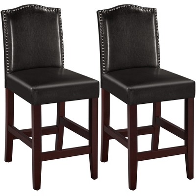 Costway Set Of 2 24'' Swivel Counter Stool Wooden Dining Chair ...