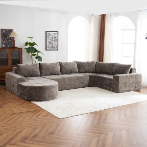 NicBex Couches for Living Room Cloud Sofa Set 141.7" Oversized Modular Sofa U-shaped Upholstered Sectional Sofa Couches - 1 of 4