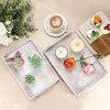 BRINJOY Handwoven Rattan Tray with Wooden Handles - 13.6x9.8 inch White Rectangular Ottoman Tray for Coffee Table Decor - 3 of 4