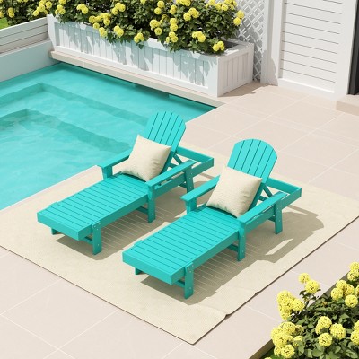 WestinTrends Dylan 2 Piece Adirondack Poly Reclining Chaise Lounge With Arms