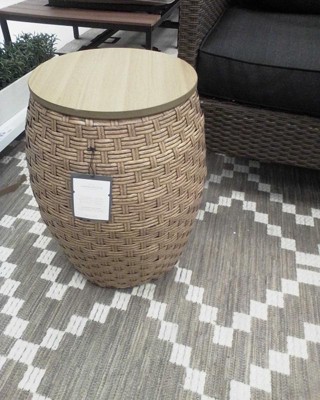 Threshold wicker storage store patio accent table