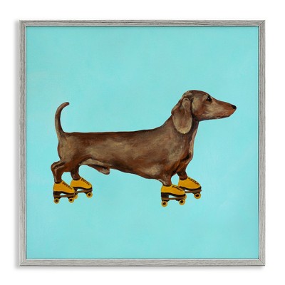 Stupell Industries Funny Dachshund On Roller Skates, 17" x 17"