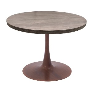 LeisureMod Bristol 36" Round Dining Table with MDF Top and Walnut Steel Pedestal Base for Modern Kitchen and Dining Room - 1 of 4