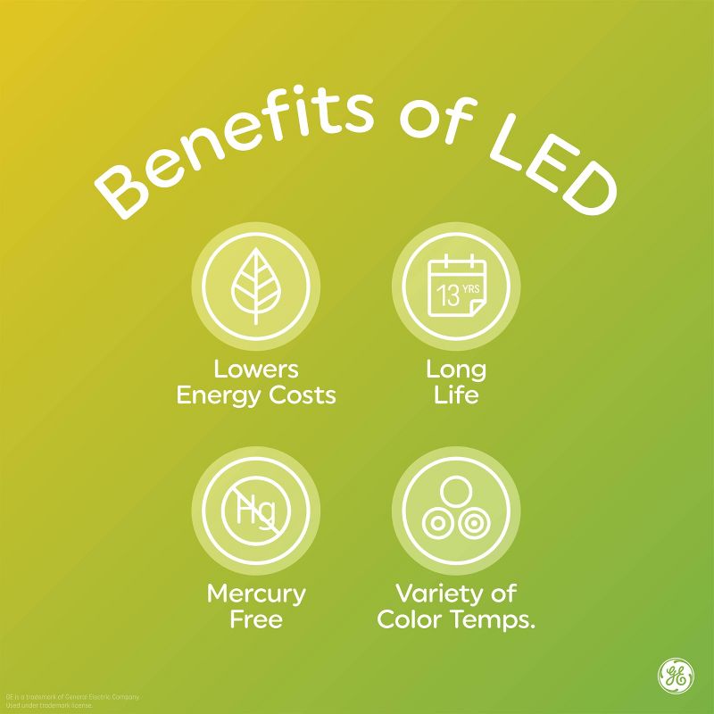 GE 4pk 10W 60W Equivalent Refresh LED HD Light Bulbs Daylight, 6 of 8