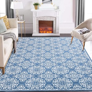 coucheta Washable Runner Rug, Modern Floral Entryway Carpet Non Slip Hallway Runners Indoor, Living Room Rug Low Pile Non-Shedding Carpe - 1 of 4