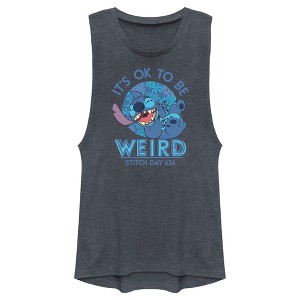 Junior's Women Lilo & Stitch It's Ok to Be Weird Stitch Day 626 Festival Muscle Tee - 1 of 4