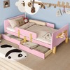 Racxily Platform Bed with Storage Drawers, Solid Wood Beds Frame with Bed Guardrail, Small Shelf, and Hooks, No Box Spring Needed - 3 of 4