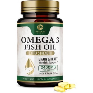 Fish Oil 2400 mg - Triple Strength Fish Oil Supplement for Healthy Heart Support - 60 Softgels By Nature's Peak - 1 of 4