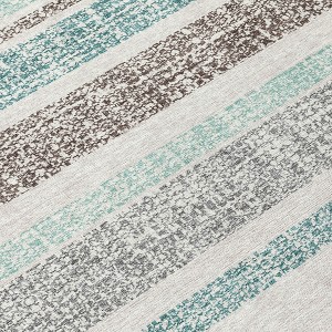 HomeRoots 9' X 12' Teal Blue And Gray Striped Washable Indoor Outdoor Area Rug - 1 of 4