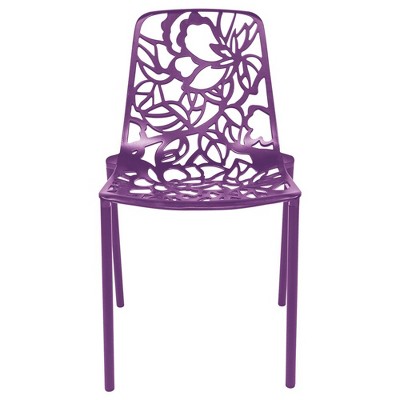Devon Purple Aluminum Outdoor Dining Chair with Floral Design