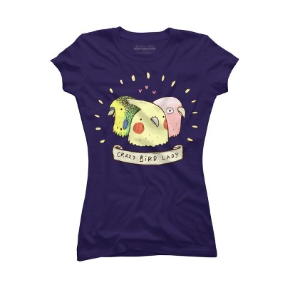 Junior's Design By Humans Crazy Bird Lady By SophieCorrigan T-Shirt