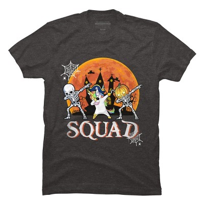 Men's Design By Humans Halloween Squad Skeleton Unicorn Dabbing By dodorindesign T-Shirt