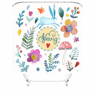 Spring Small Animal Flower Shower Curtains for Bathroom Waterproof Fabric Bath Curtain Durable Soft Stylish Bathroom Decor 72x72 Inch - 1 of 1