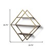 HomeRoots 30" Antiqued Brass And Brown Metal And Solid Wood Diamond Shaped Accent Shelf - 3 of 4